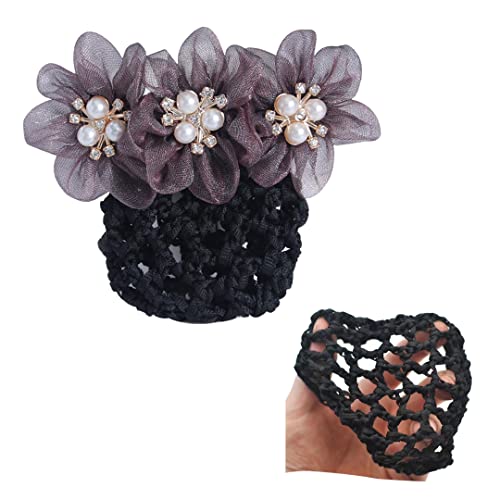 2 Pcs Spitze Blume Mesh Clip Kopfschmuck Perle Blume Netz Haarspange Frauen Haar Clip Dutt Abdeckung Haarnetz für Haarnadel Zubehör Soja Beige von Tsangbaby