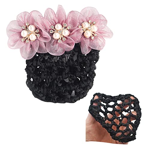 2 Pcs Spitze Blume Mesh Clip Kopfschmuck Perle Blume Netz Haarspange Frauen Haarspange Dutt Abdeckung Haarnetz für Haarnadel Zubehör Taro Lila von Tsangbaby