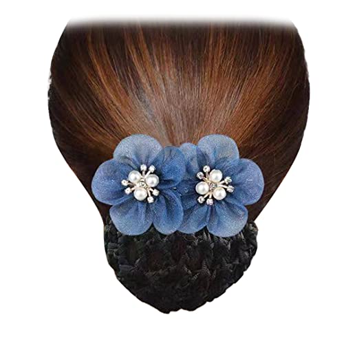 2 Stück Birnenblume Netz Haarspange Tüll Blume Mesh Clip Kopfschmuck Mode Frauen Haarspange Dutt Abdeckung für Damen Party Geschenke Himmelblau von Tsangbaby