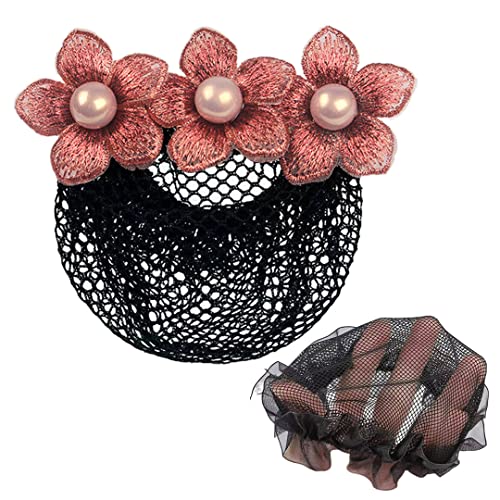 2 Stück Mode Frauen Netz Haarspange bestickt Perle Blumen Haar Netz Clip Haar Clip Dutt Abdeckung Haarnadel für Krankenschwestern Kopfbedeckung Dunkelviolett von Tsangbaby