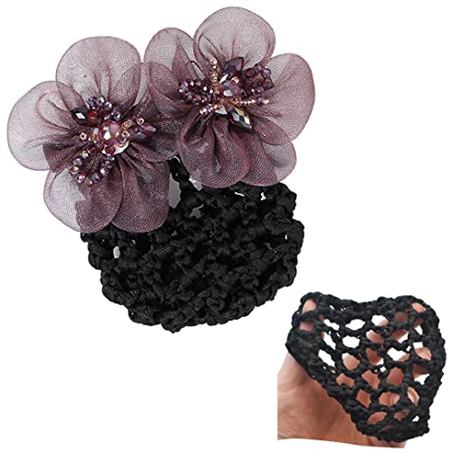 2 Stück Spitze Blume Netz Haarspange Perlen Strass Haar Dutt Abdeckung Mode Frauen Haarnetz Haarnadel für Damen Arbeit Dekor Soja Beige von Tsangbaby