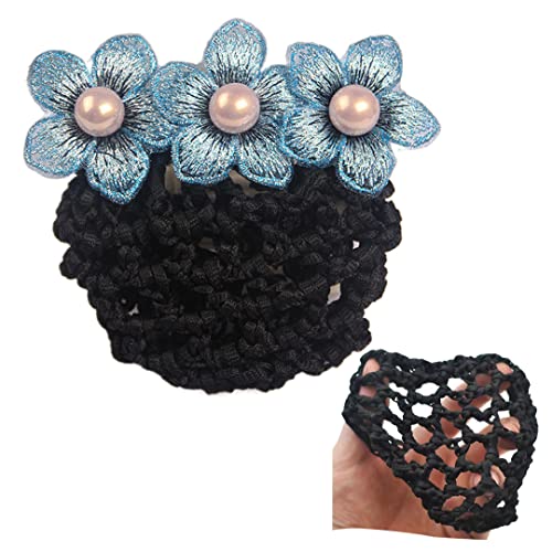 Elastische Haarspange mit Perlen und Blumen, elegant, für Damen, Kopfbedeckung, Blau, 2 Stück von Tsangbaby