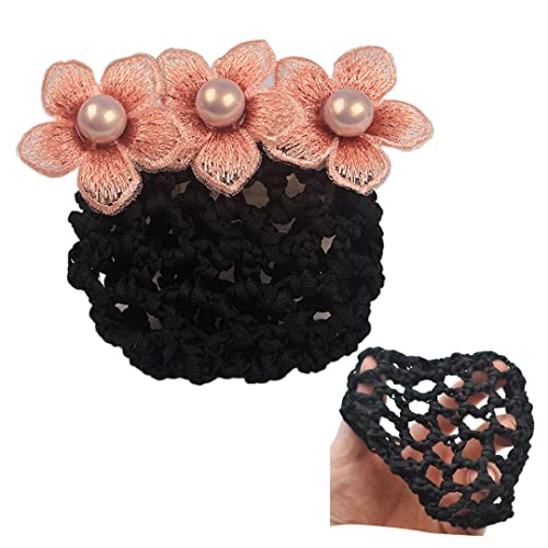 Elastische Haarspange mit Perlen und Blumen, elegant, für Damen, Kopfbedeckung, Hellrosa, 2 Stück von Tsangbaby