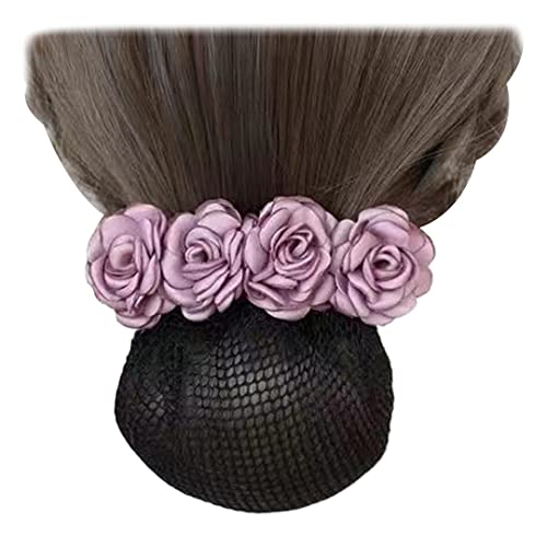 Elegante Haarspange mit gebrannten Kanten, Blumen, Haarklammer, Haarknotenabdeckung, Damen, Haarnadel, Haarnetzclip für Krankenschwestern, Hotel, Kellner, Lila, 2 Stück von Tsangbaby