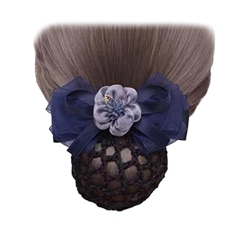 Haarspange mit Schleife, Tüll, Blume, Haarknoten, elastisch, für Damen, Kopfbedeckung, Marineblau, 2 Stück von Tsangbaby