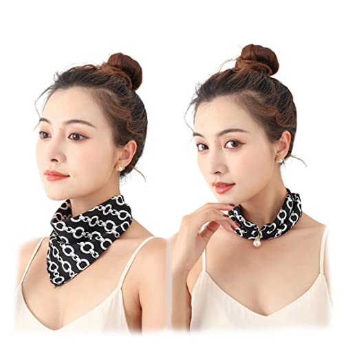 Ketten Druck Halstücher Abdeckung Narben Perlen Anhänger Magnetnadel Schals Schwarz Sonnenschutz Halstuch für Frauen Outdoor, schwarz, Einheitsgröße von Tsangbaby