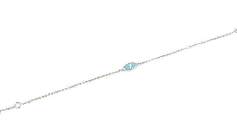 Emaille-Armband, 14K Weißgold, Türkis-Emaille-Armband, Diamantschmuck, Evil Eye Armband, Einzigartiges Armband von TsarfatyJewellery4U