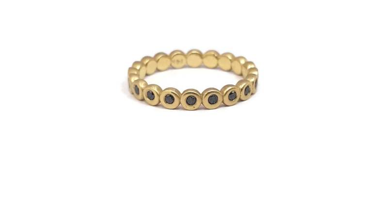 Halbe Ewigkeit Black Diamond Engagement Ring Diamanten 14 K Rose Goldhochzeit Band Ring, Roind Schwarze Ring von TsarfatyJewellery4U