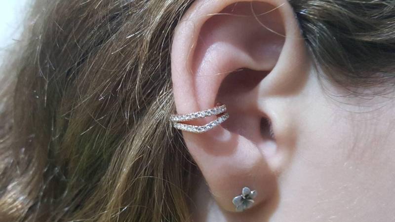 Helix, Diamanten Ohr Manschette, Keine Piercing 14K Gold Creolen, Rose Helix Ohrringe, Nicht Durchbohrt Chevron von TsarfatyJewellery4U