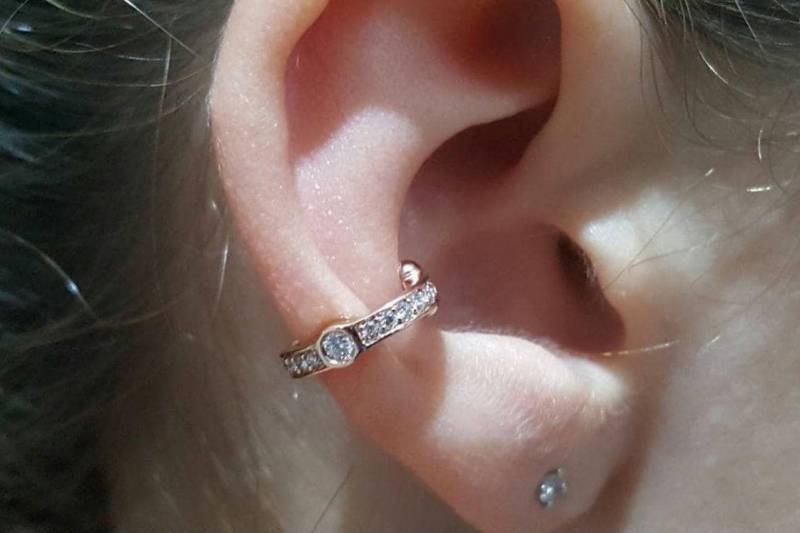 Helix Diamanten Ohrmanschette, Nicht Durchbohrte 14K Weißgold Creolen, Rosegold Ohrringe Offene Fassung, Gold Ohrmanschette von TsarfatyJewellery4U