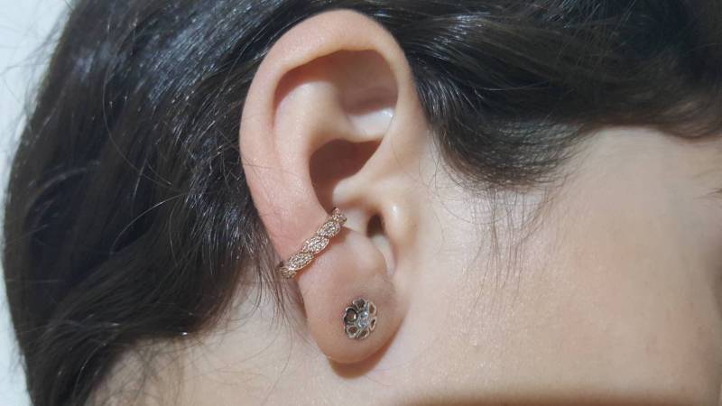 Helix Ohrring, Ohr Manschette Kein Piercing, Rose Gold Ohrringe, Kanal Einstellung, Diamanten Manschette, 14 K Manschette Nicht Durchbohrt von TsarfatyJewellery4U