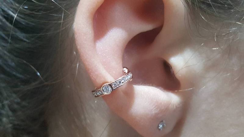 Keine Piercing Ohr Manschette, Helix Manschette Nicht Durchbohrt, Creolen, 14K Ohrringe Kanal Einstellung, Diamanten von TsarfatyJewellery4U