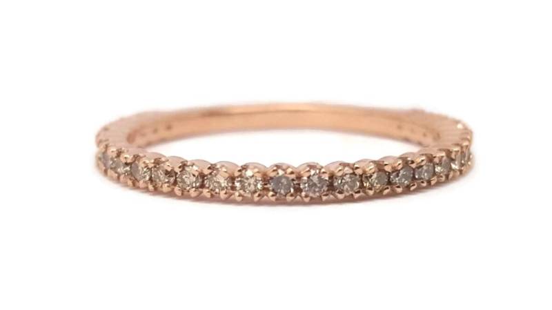 Micro Pave 3/4 Ewigkeit Diamant Ring, Diamanten 1, 7 Mm Band 14 K Rose Gold Ehering Micro Pave 3/4 Ewigkeit Diamant Ring, Diamanten 1, 7 Mm Band 14 K Rose Gold Ehering von TsarfatyJewellery4U