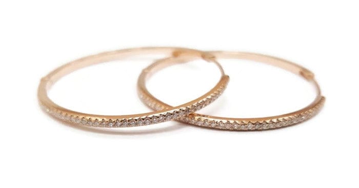 Pflastern Diamanten 14K Gold Huggie Scharnier Creolen Ohrringe Manschette, Extra Große Größe 40Mm Außen X 36 Mm Innendurchmesser | Knorpel Helix von TsarfatyJewellery4U