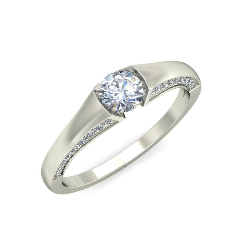 Verlobung Diamanten Ring, 14K Weißgold Einstellung 0, 50Ct in Der Mitte, Einzigartige Diamant-Ring, Solitär-Diamant-Ring, Geschenk Für Sie von TsarfatyJewellery4U
