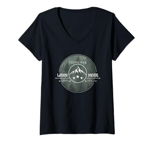 Damen Camping Zubehör Reise Gadgets Wohnmobil Tschechien T-Shirt mit V-Ausschnitt Damen Camping Zubehör Reise Gadgets Wohnmobil Tschechien T-Shirt mit V-Ausschnitt von Tschechien Wohnmobil und Camping Gadgets