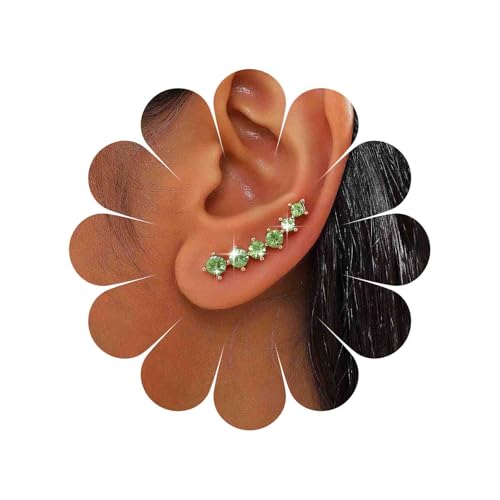 TseanYi Kristall Ohr Crawler Ohrringe Rubin Ohr Kletterer Ohrringe Rote Strass Manschette Kletterer Ohrring Zirkonia Jacklet Crawler Ohrring Braut Kristall Ohrstecker für Hochzeit Abschlussball, Zink von TseanYi