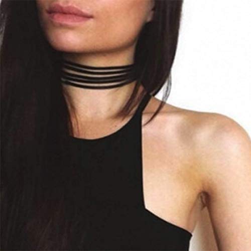 TseanYi Punk Wildleder Choker Halskette Schwarz Layering Leder Halskette Choker Gothic Sexy Kragen Halsketten Schmuck für Frauen und Mädchen von TseenYi