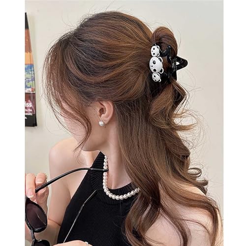 TseenYi Acryl Haarspange Pandakralle Haarspange Schwarz Mittel Kralle Haarspange Haarnadel Tier Panda Kiefer Kralle Clips Langlebig Starken Griff Für Frauen Mädchen Dickes Haar Dutt Haar Kralle Clip von TseenYi
