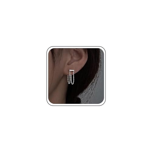 TseenYi Bar Ohrstecker Ohrring Lange Kette Tropfen Ohrring Silber Bar Ohr Krabbler Ohrring Boho Kette Quaste Ohrring Minimalistische Kette Ohrring Schmuck Für Frauen Und Mädchen Geschenke von TseenYi