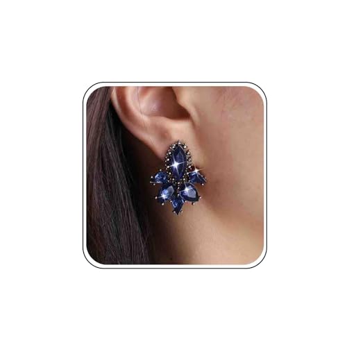 TseenYi Blaue Kristall Marquise Ohrringe Marine Saphir Strass Ohrringe Blau Teardrop Birne Ohrringe Cz Kristall Cluster-Ohrringe Hochzeit Prom Cluster-Ohrringe Schmuck Für Frauen Und Mädchen von TseenYi