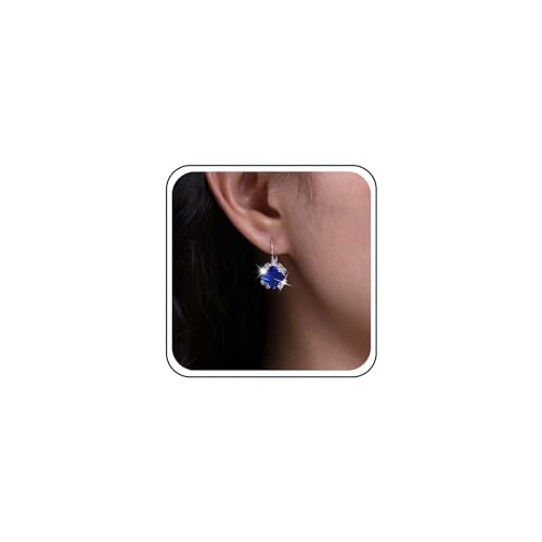 TseenYi Blaue Kristall Ohrringe Quadratische Saphir Tropfen Creolen Blauen Quadratischen Edelstein Leverback Ohrringe Funkelnden Cz Quadratischen Ohrringe Baumeln Schmuck Für Frauen Und Mädchen von TseenYi