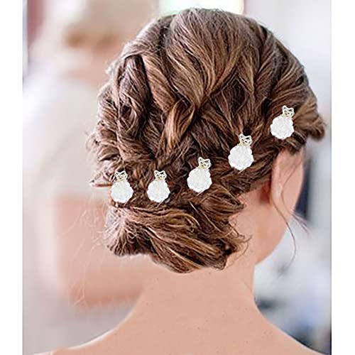 TseenYi Blume Hochzeit Haarspange Haarspange Vintage Rose Blume Klaue Clip Brautschmuck Kopfschmuck Haarspange Kristall Haarnadeln Zubehör Schmuck für Frauen Mädchen (Weiß 1 Stück) von TseenYi
