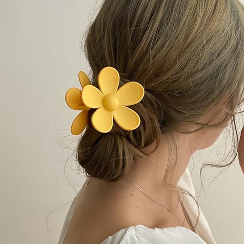TseenYi Blume Kralle Clips Große Florale Haar Kralle Clips Süßigkeiten Blume Riesige Kralle Clip Große Florale Acryl Haarspangen Matte Blume Haarschmuck Süß Süßigkeiten Gelb Haarspange Kopfclip von TseenYi