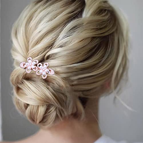 TseenYi Blume Perle Haarspange Perle Hochzeit Haarspange Haarspange Perle Blumen Haarspange Vintage Mini Perle Haarnadel Brautschmuck Kopfbedeckungen Zubehör für Frauen und Mädchen (Gold Champagner) von TseenYi