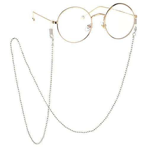 TseenYi Böhmische Anti-Rutsch Brillenkette Perlen Brillenkette Sonnenbrillenhalter Brillen Zubehör Eyewear Retainer Lesebrille Gurt für Damen und Herren (Silber) von TseenYi