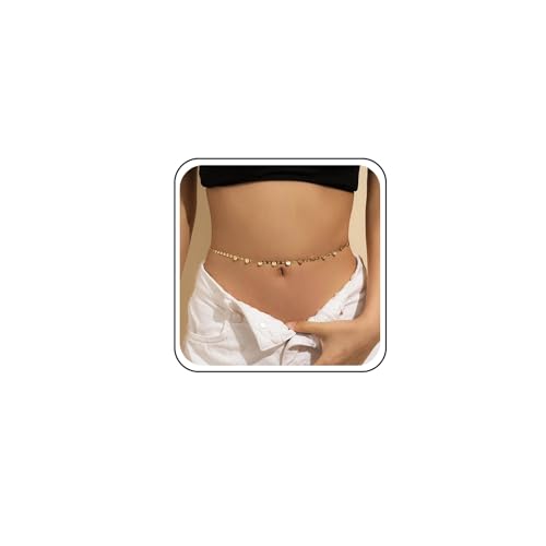 TseenYi Boho Beach Bikini Bauchkette Goldmünze Quaste Bauchkette Minimalistische Kette Taillenkette Bauchkette Sommer Strand Bikini Körper Bauchkette Frauen Schmuck von TseenYi