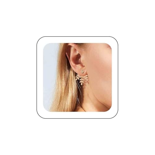 TseenYi Boho Blatt Ohr Jacken Ohrringe Gold Blätter Vorne Hinten Ohrringe Kleine Scheibe Ohrstecker Ohrringe Vintage Blätter Jacke Ohrringe Weinblätter Ohrringe Blätter Ohr Jacke Ohrstecker Ohrringe von TseenYi