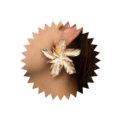 TseenYi Boho Blume Ohrstecker Gold Metall Blume Ohrringe Große Blume Tropfen Ohrringe Punk Floral Übertrieben Ohrringe Geschichtet Blume Ohrringe Schmuck Für Frauen Und Mädchen von TseenYi