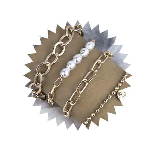 TseenYi Boho Geschichtetes Armband Set Gold Kette Armband Sets Barock Perle Gestapelt Armband Winzige Perlen Kette Armband Armreif Schmuck Für Frauen Und Mädchen Geschenk Valentinstag Weihnachten von TseenYi