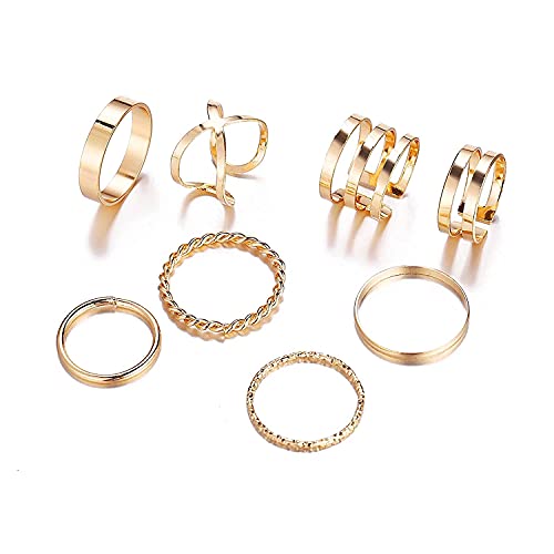 TseenYi Boho Gold Ringe Set Multi Size Finger Knöchel Ring Vintage Retro Joint Ring Stapelbar Midi Ringe für Frauen und Mädchen (B) von TseenYi