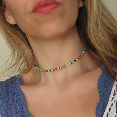 TseenYi Boho-Halskette, bunte Kristalle, Reis-Perlen, Halskette in Regenbogenfarben, Schmuck für Frauen und Mädchen von TseenYi