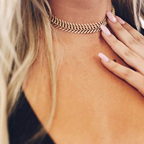 TseenYi Goldene Fischgräten-Kette, Dicke Chevron-Kette, Choker-Halskette, Schmuck für Frauen und Mädchen von TseenYi