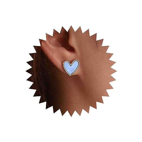 TseenYi Boho Herz Ohrstecker Ohrringe Blau Emaille Herz Ohrringe Kleines Herz Liebe Emaille Ohrringe Blau Herz Türkis Ohrringe Minimalistische Ohrringe Schmuck Für Frauen Mädchen Geschenke von TseenYi