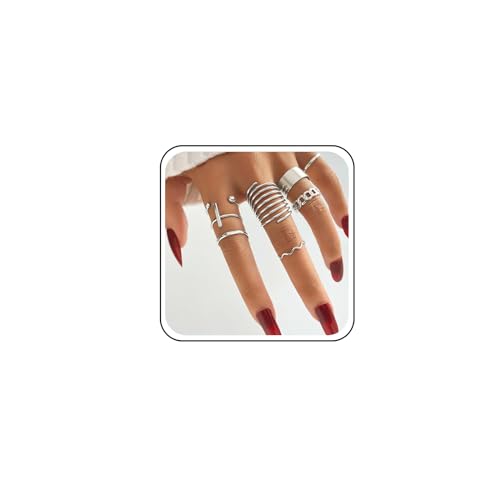 TseenYi Boho Knöchelringe Fingerringe Silber Midi Finger Stapelbar Ring Vintage Fingergelenk Ringe Kreuz Ringe Twist Knöchel Ringe Offen Stapelbar Ring Schmuck Für Frauen Und Mädchen von TseenYi