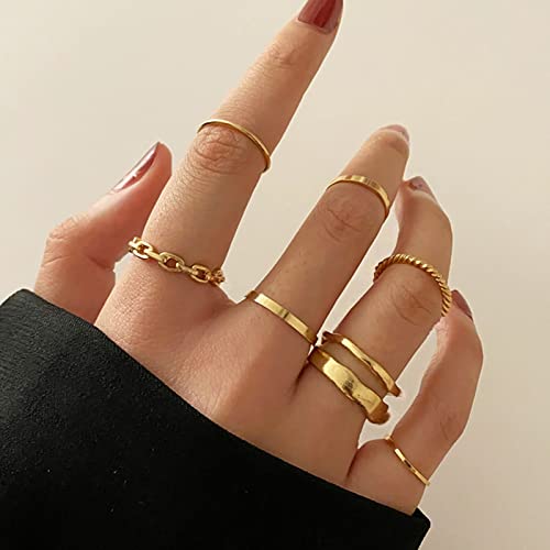 TseenYi Boho Knöchelringe Set Gold Midi Finger Stapelbarer Ring Vintage Fingergelenk Ringe Retro Midi Ringe Sommer Strand Schmuck für Frauen und Mädchen (7 Stück) von TseenYi