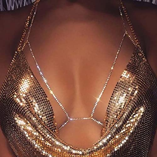 TseenYi Boho Kristall Bh Körper Kette Strass Bikini Brust Kette Silber Cz Kette Körper Kette Nightclub Rave Party Bikini Bh Kette Kristall Cz Körper Schmuck Für Frauen Und Mädchen von TseenYi