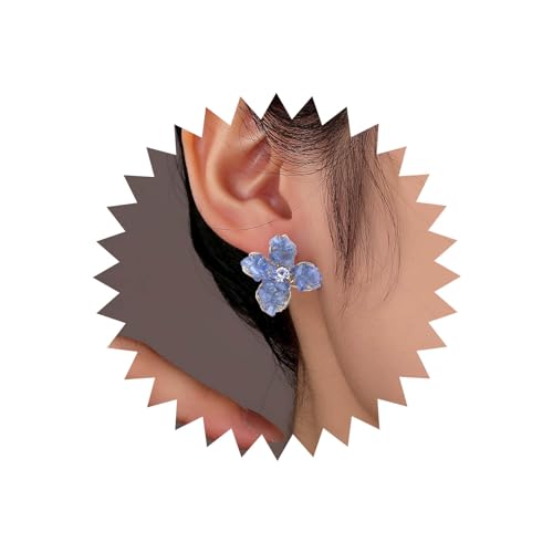 TseenYi Boho Kristall Blume Ohrringe Blau Strass Blumen Ohrringe Saphir Blume Ohrstecker Vintage Silber Blume Cz Ohrringe Pave Zirkonia Blume Ohrringe Schmuck Für Frauen Mädchen von TseenYi