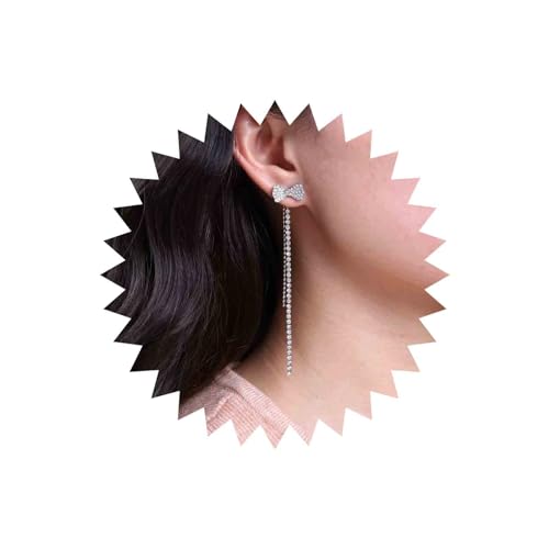 TseenYi Boho Kristall Ohrringe Silber Strass Quaste Cz Kette Funkelnde Braut Ohrringe Schmuck Fr Frauen von TseenYi