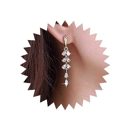 TseenYi Boho Kristall Tropfen Ohrringe Kristall Hochzeit Braut Ohrringe Gold Kristall Strass Ohrring Lange Kristall Quaste Ohrring Glänzend Cz Ohrring Schmuck Für Frauen Und Mädchen von TseenYi