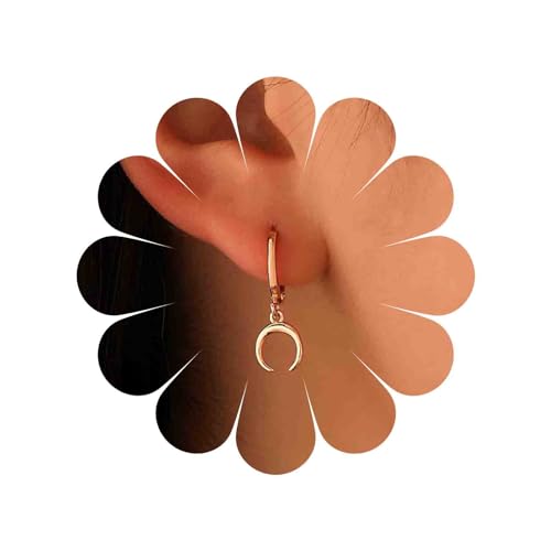 TseenYi Boho-Mond-Huggie-Creolen, goldfarbene Mond-Ohrringe, kleine Mondsichel-Tropfenohrringe, winzige halbmondförmige Huggie-Ohrringe, Schmuck für Frauen und Mädchen, Geschenke von TseenYi