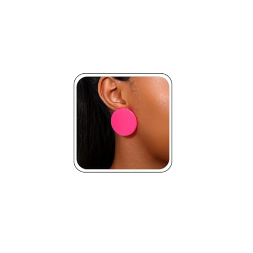 TseenYi Boho Münze Scheibe Ohrstecker Ohrringe Rosa Acryl Runde Scheibe Knopf Ohrringe Große Münze Erklärung Kreis Übertreiben Ohrring Große Runde Geometrische Ohrschmuck von TseenYi