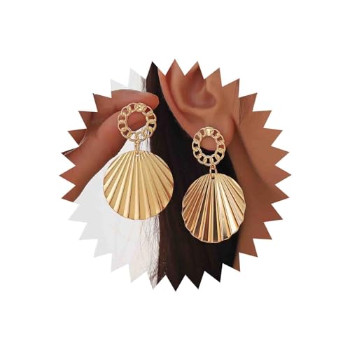 TseenYi Boho Muschel Ohrringe Gold Muschel Ohrringe Vintage Cowrie Muschel Ohrringe Kreis Schloss Kette Ohrstecker Ohrringe Übertrieben Rock Ohrringe Schmuck Für Frauen Und Mädchen Geschenke von TseenYi