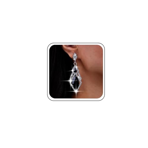 TseenYi Boho Rhombus Geometrische Ohrringe Schwarz Emaille Kristall Rhombus Baumeln Ohrringe Silber Strass Quadratische Ohrringe Statement Extravagante Ohrringe Modeschmuck Für Frauen Und Mädchen von TseenYi