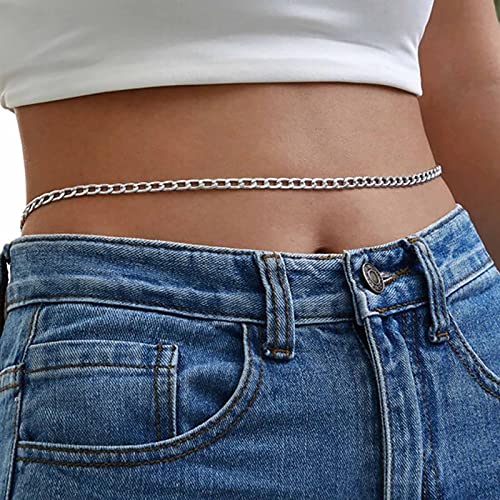 TseenYi Boho Taille Kette Silber Kette Bauch Taille Kette Punk Dicke Kette Körper Kette Minimalistische Kette Taille Bauch Kette Sommer Bikini Körper Kette Schmuck Für Frauen Und Mädchen Geschenke von TseenYi