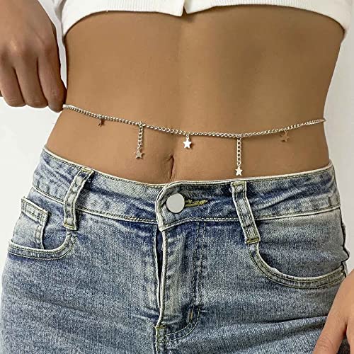 TseenYi Boho Taille Kette Strand Bikini Bauch Kette Silber Stern Quaste Taille Kette Sexy Bikini Kette Sommer Strand Körperschmuck Für Frauen Und Mädchen Geschenke von TseenYi